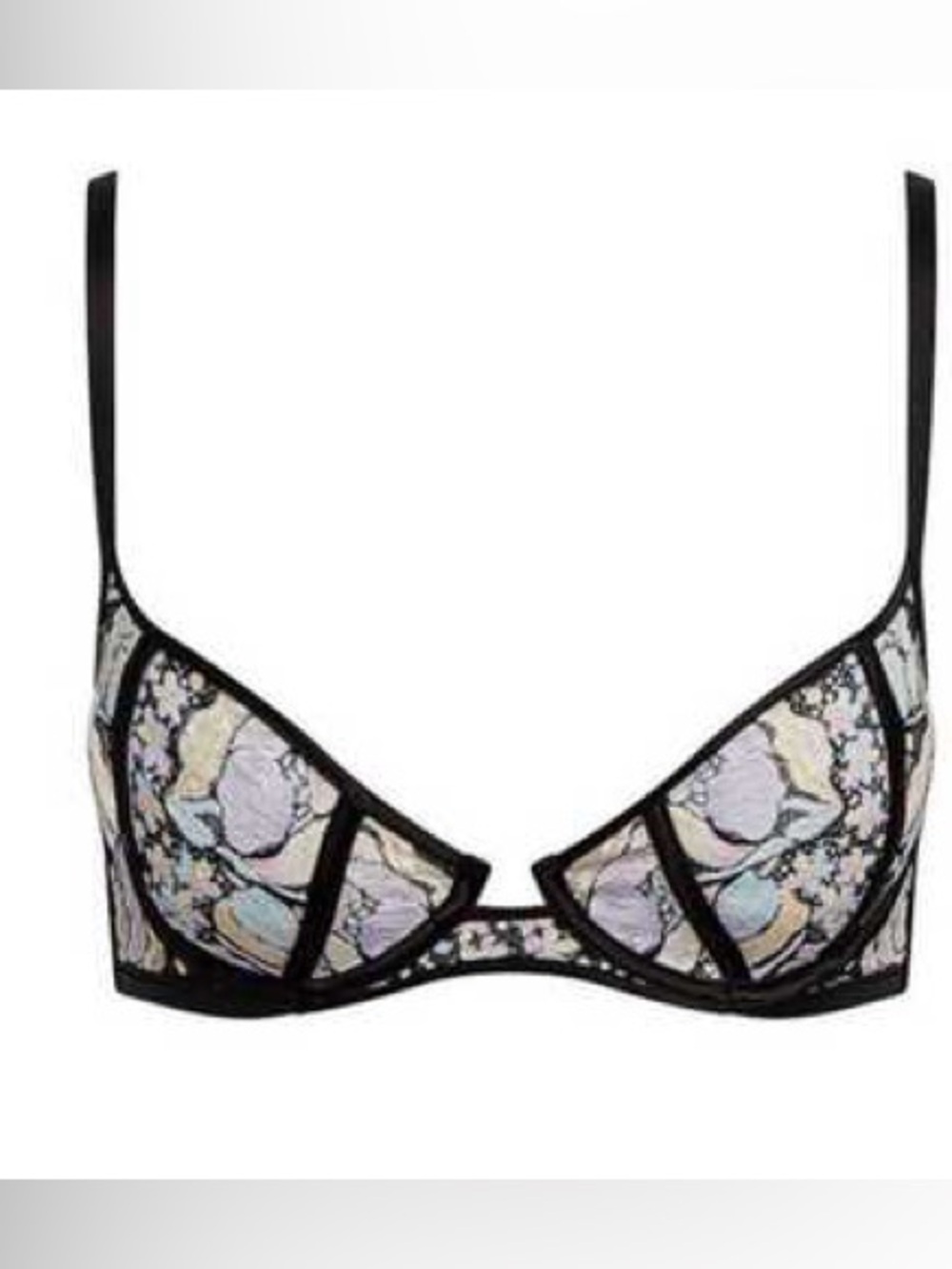 Victoria’s Secret for Love & lemons underwire Mesh Bra  black multi floral L